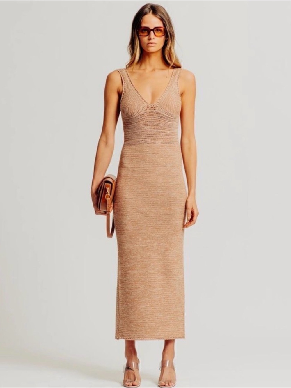 NWT Ronny Kobo Madi Dress Knit Brown Sand S
